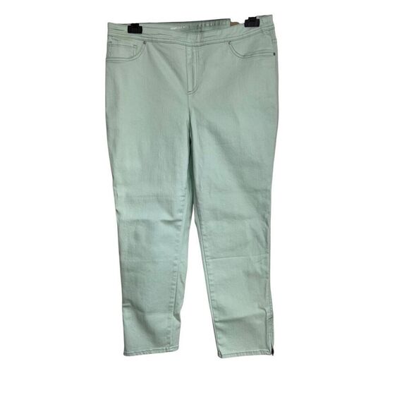 Chico's Jeans Womens 2 Green Perfect Stretch Girlfriend Slim Ankle Pull On NWT - Picture 1 of 9